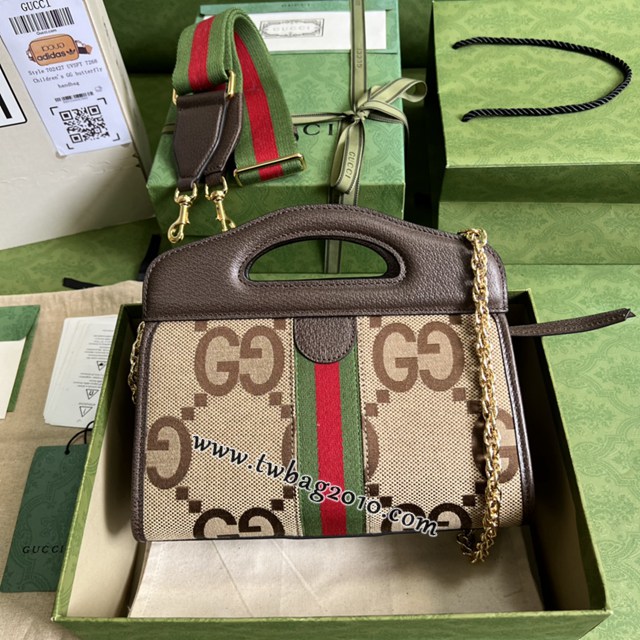 gucci專櫃新款棕色大G帆布肩背手袋 古馳Ophidia系列GG手袋 jcp1727